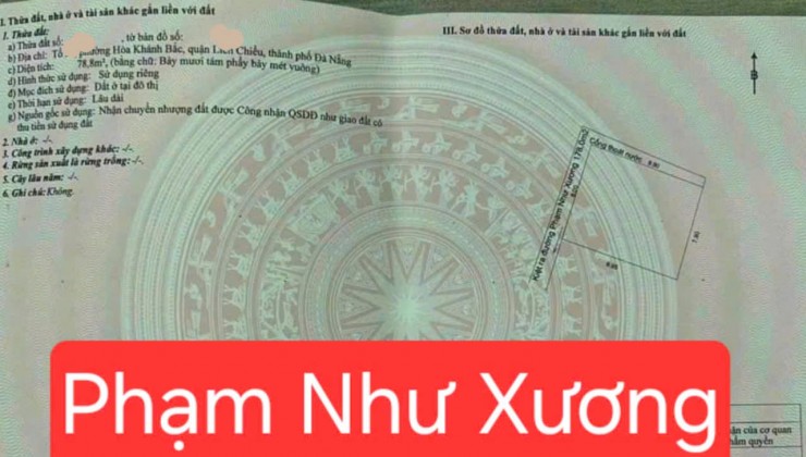 Chỉ 1.47 tỷ có lô đất kiệt- Hộ khẩu ở Đà Nẵng- kiệt Phạm Như Xương